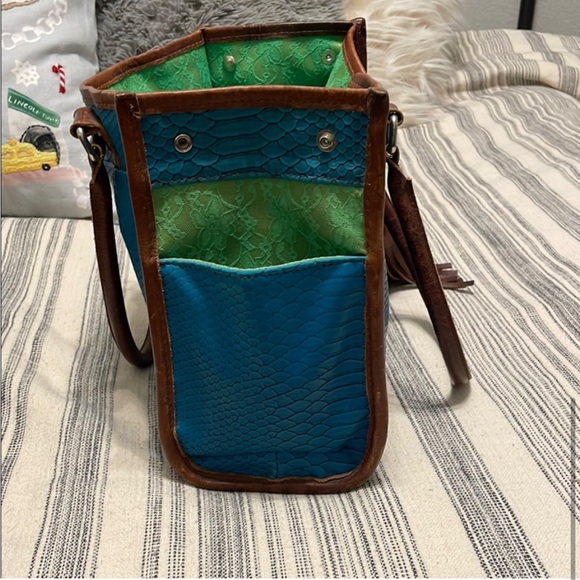 Leather Consula Blue and Green Interior Marfa
Collection Purse - Picture 7 of 7